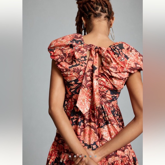 By Anthropologie Printed V-Neck Babydoll Dress - Picture 4 of 7